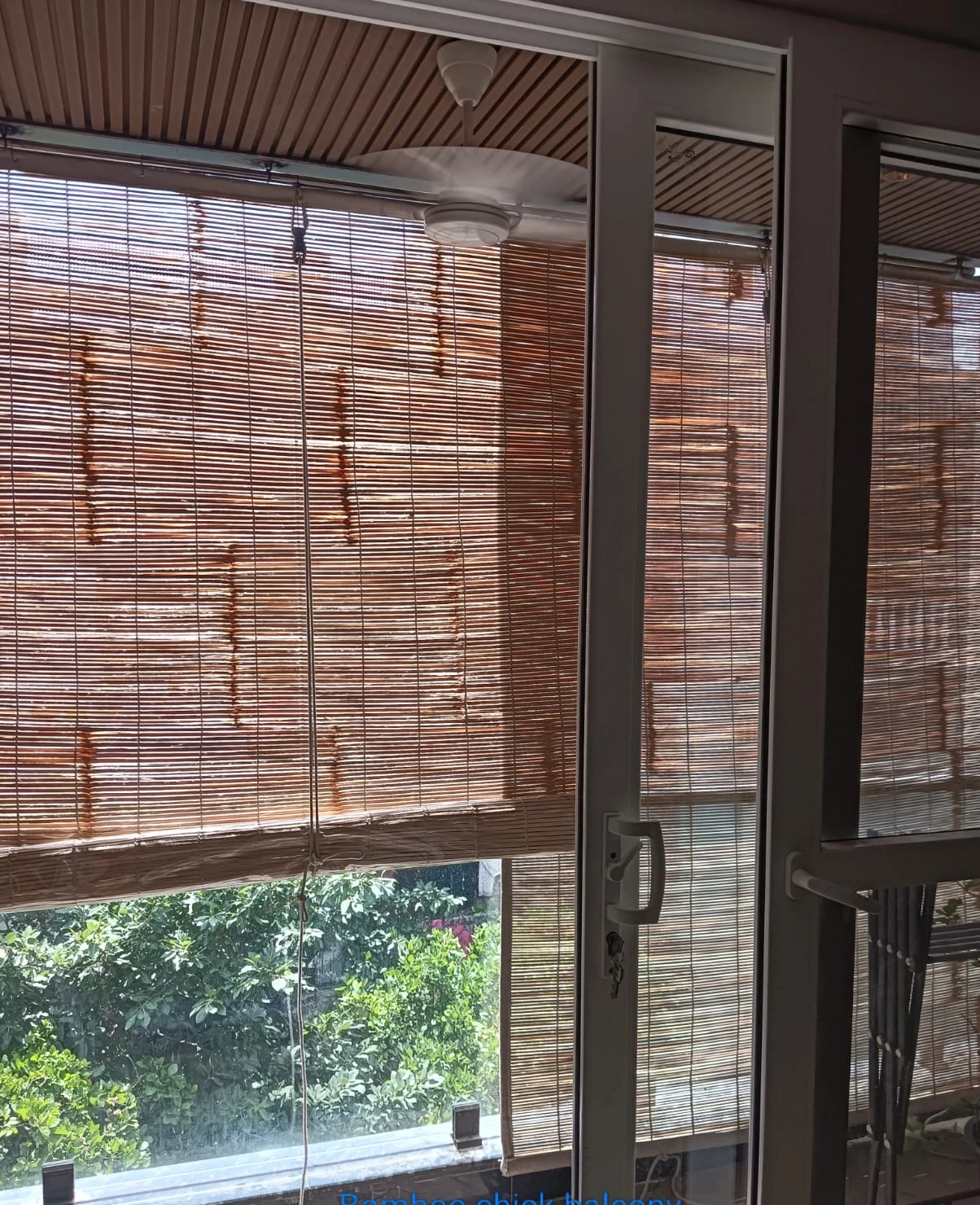 Panoramic Balcony Bamboo Chick Blinds on Sliding Patio Glass Doors