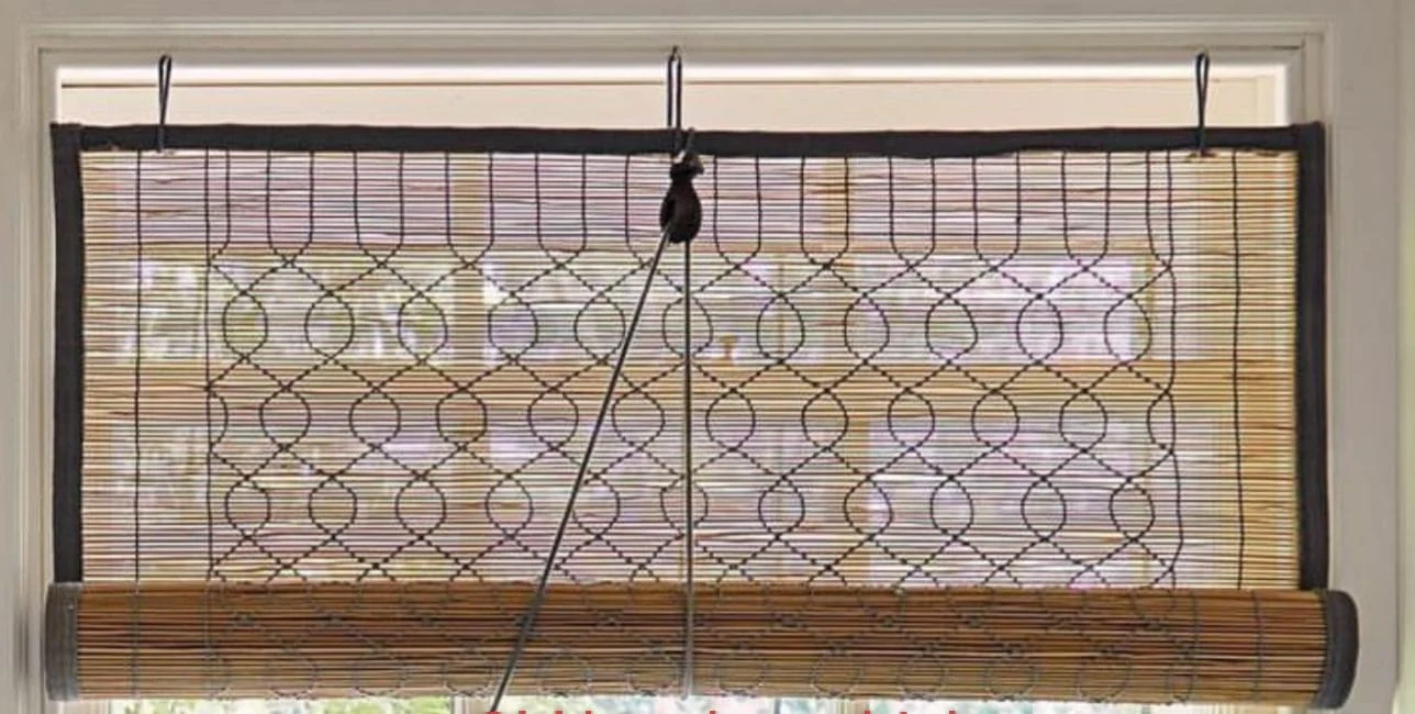 Heritage Lattice Diamond-Weave Bamboo Window Chick Blind