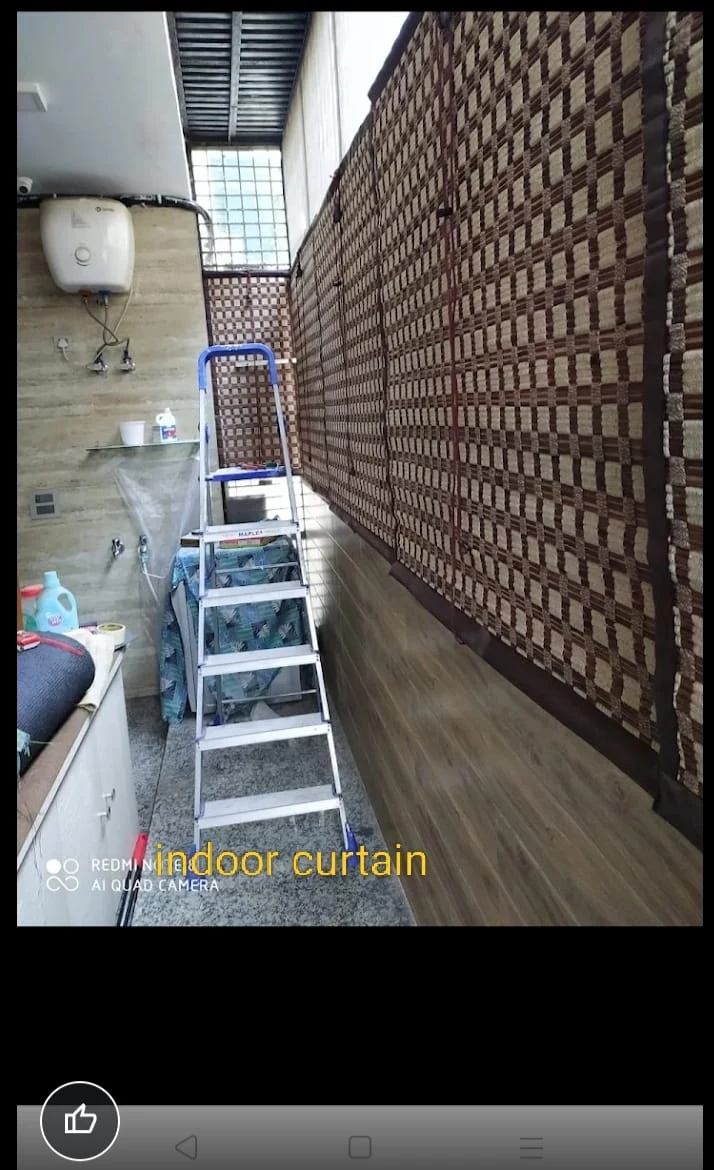 Two-Tone Checkered Weave Utility Balcony Chick Blinds