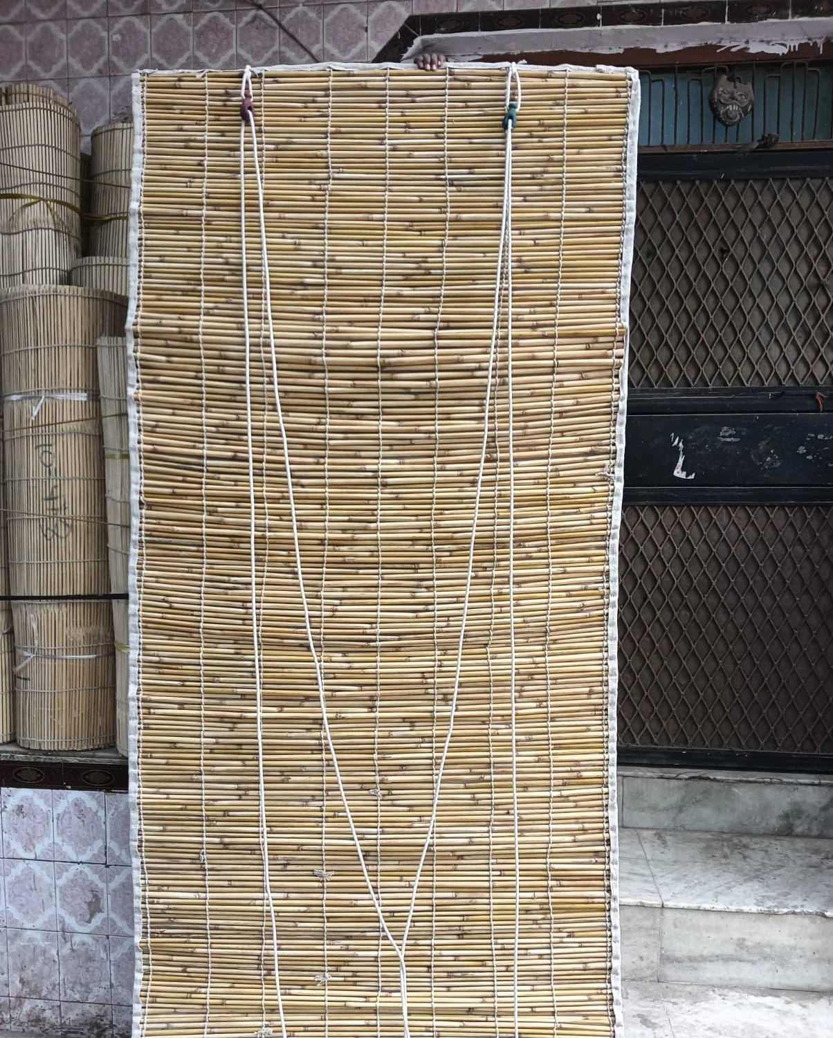Authentic Raw Sarkanda Wild Reed Cane Chick Blind with Cotton Border